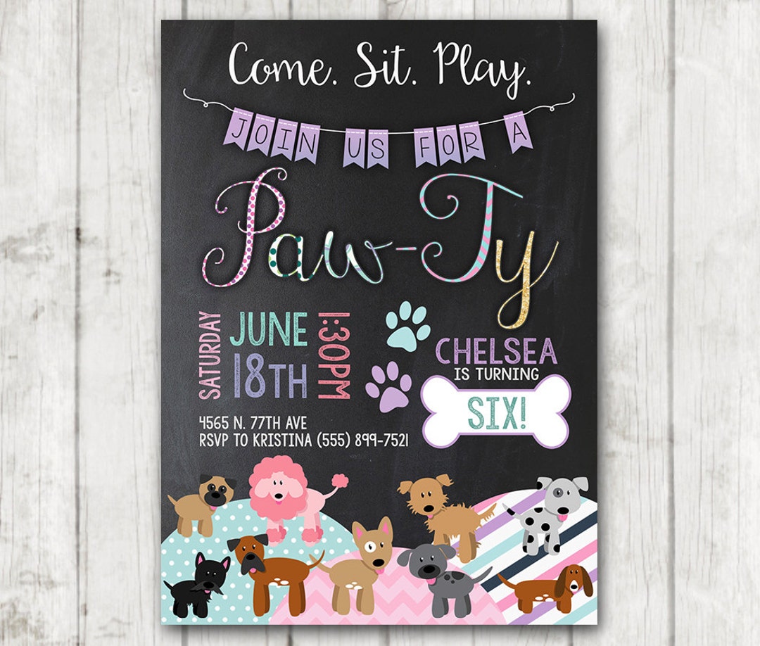 Puppy Birthday Invitations Printable Dog Invitations Custom ...