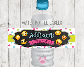 Emoji Trink Flasche Etiketten, druckbare Emoji Emoji Party, Emoji Wasserflasche Etiketten, Emoji Gastgeschenke, Avery Template