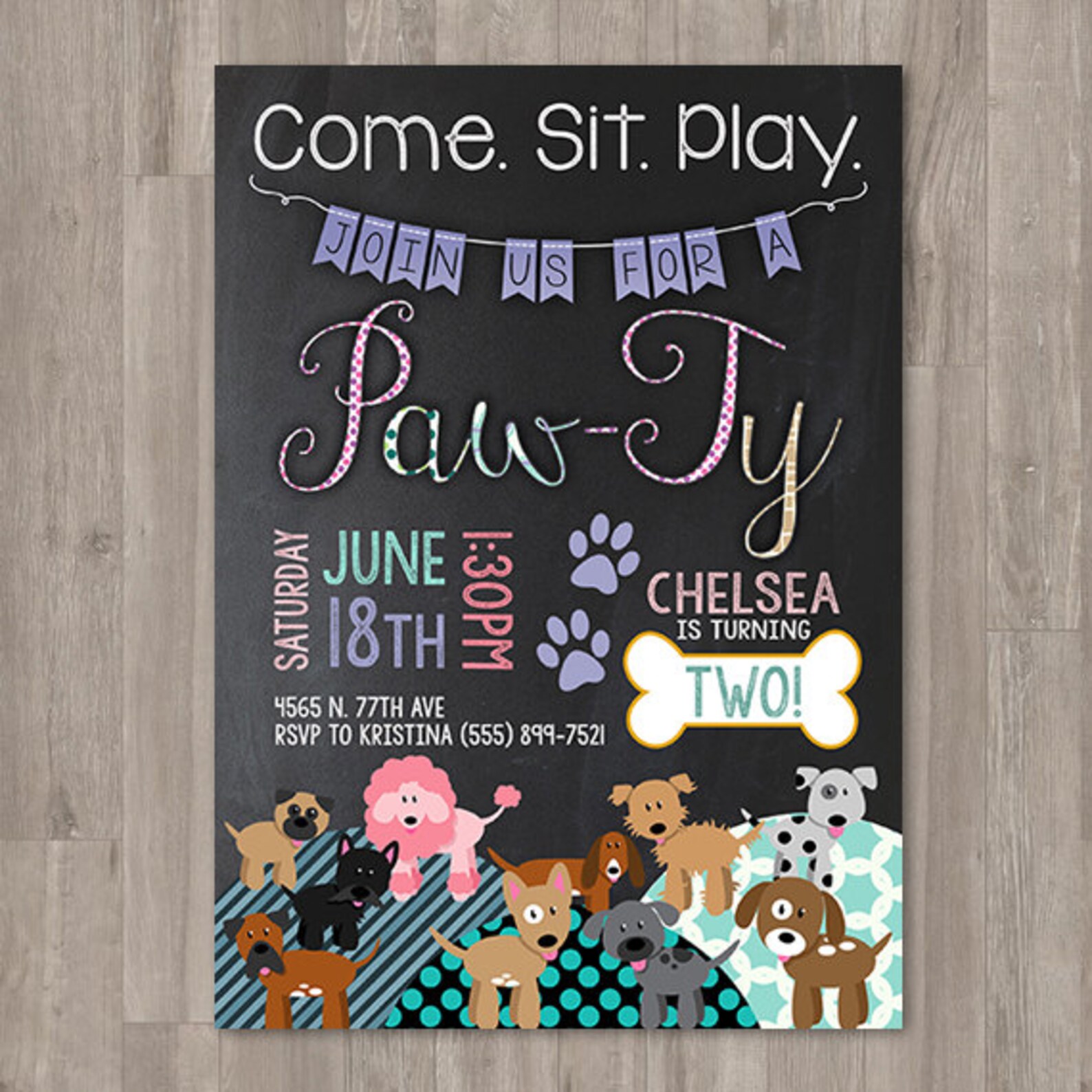 Girl Puppy Birthday Invitations Printable Dog Invitations - Etsy