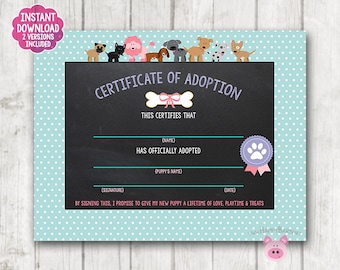 Welpen Zertifikat, Adoptionsurkunde, Welpen Adoptionsurkunde, Hundeadoption, Hundezertifikat, Hundeadoptionsurkunde, Download