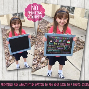 Printable First Day of School Sign, First Day of Preschool Chalkboard Sign, Printable Kindergarten Sign, Back to School sign, first day sign image 4