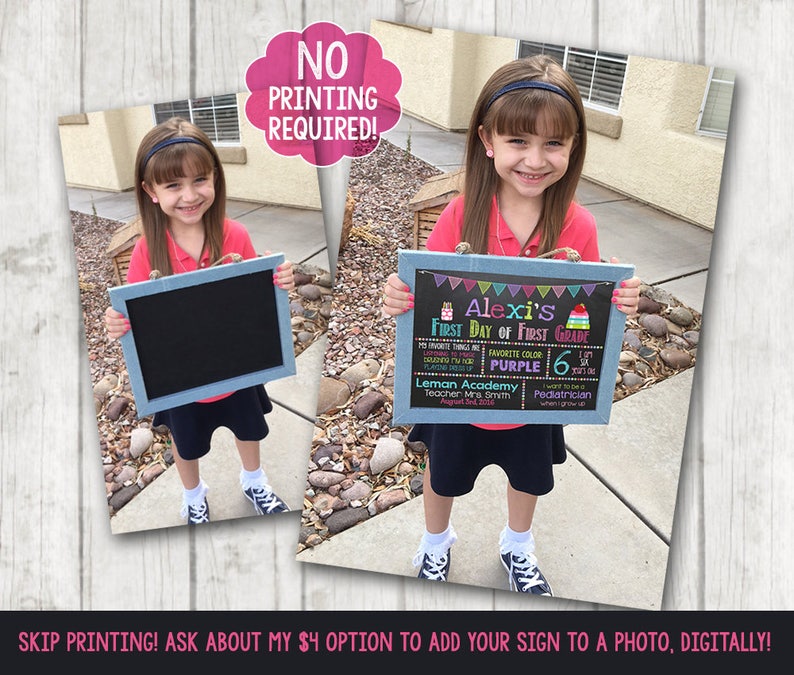 Printable First Day of School Sign, First Day of Preschool Chalkboard Sign, Printable Kindergarten Sign, Back to School sign, first day sign image 4