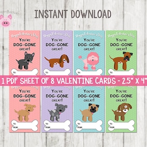 Puppy Valentines Cards, Dog Valentine Cards, School Valentine Cards, Valentines Day Kids, Printable Valentine&#39;s Cards, PDF Puppy Valentines