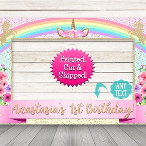 Unicorn photo booth frame - PRINTED & SHIPPED - Rainbow Unicorn Photo Booth Props