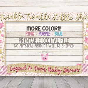 IMPRIMABLE Twinkle Twinkle Little Star stand cadre Photo, cadre rose or paillettes Photobooth, Twinkle Little Star fête danniversaire, bleu, argent image 1