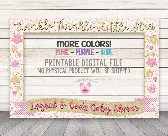 PRINTABLE Twinkle Twinkle Little Star Photo Booth Frame Pink Gold