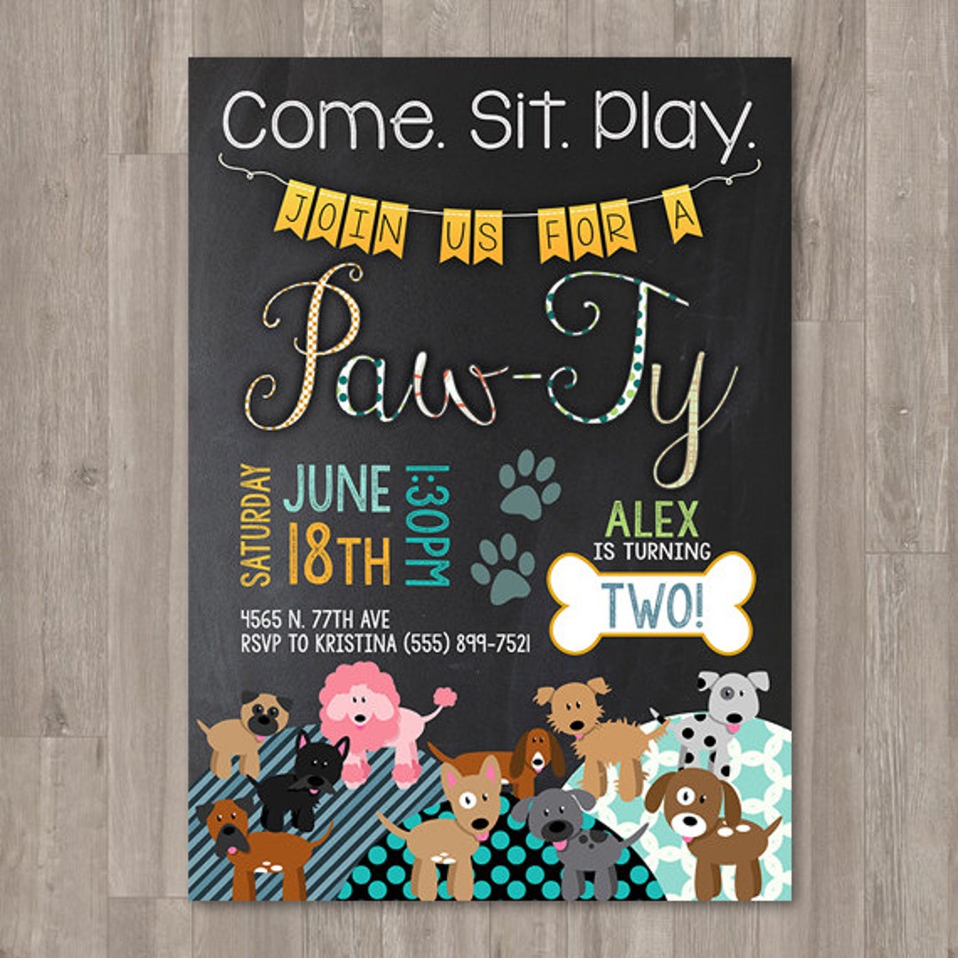 Boy Puppy Birthday Invitations Printable Dog Invitations Custom ...