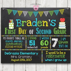 Boy Printable First Day of School Sign First Day of Preschool Chalkboard Sign Printable Kindergarten Sign Back to School Photo Prop 11 x 14