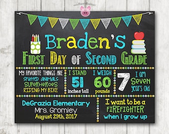 Boy Printable First Day of School Sign First Day of Preschool Chalkboard Sign Printable Kindergarten Sign Back to School Photo Prop 11 x 14