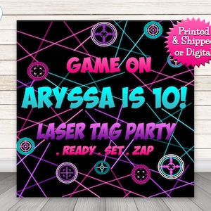 Laser Tag Party Photo Backdrop, Lasertag Background, Neon Glow Backdrop