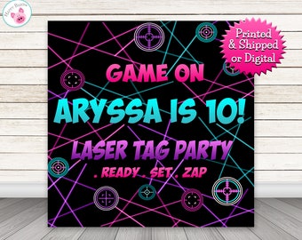 Laser Tag Party Photo Backdrop, Lasertag Background, Neon Glow Backdrop
