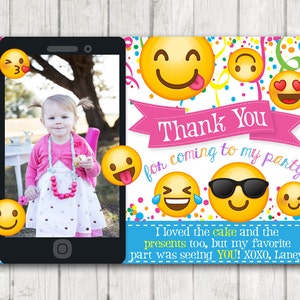 Druckbare Emoji-Dankeschön-Karten mit Foto Emoji Karte personalisierte Emoticon Emojional Geburtstag danke beachten Sie Emoji Geburtstagsparty