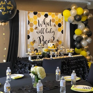 Bee Photo Backdrop, Bee Backdrop, Bee Party, Bee Baby Shower, Honeycomb Bee Gender Reveal Backdrop, What Will Baby Bee Bild 5