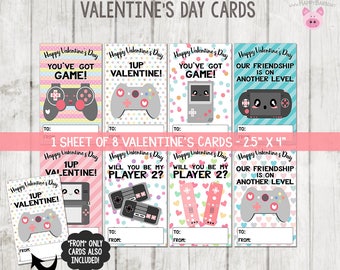 Printable Video Game Valentine&#39;s Cards, Video Game Valentines Cards, School Valentines, Gamer Valentines Cards, Printable Valentine&#39;s Day