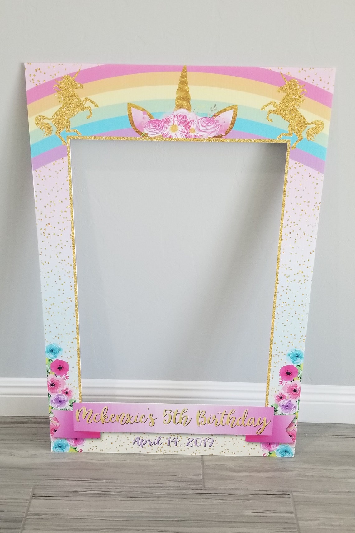 unicorn photo booth frame printable digital file rainbow