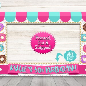 Donut Photo Booth Frame, Sprinkles Donut Birthday Party Photo Booth Prop Frame - PRINTED & SHIPPED or DIGITAL image 1