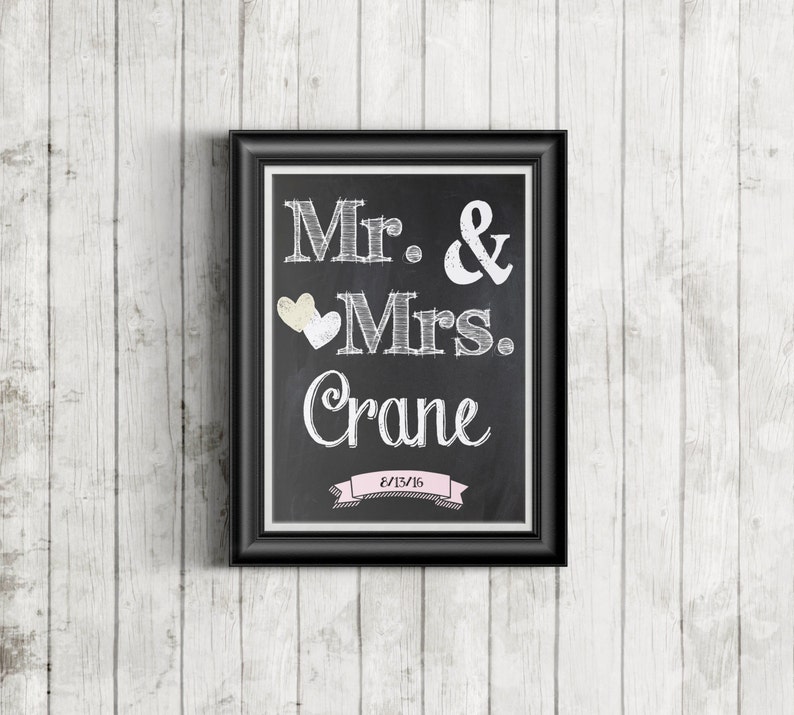 Printable Chalkboard Sign Printable Wedding Mr and Mrs - Etsy