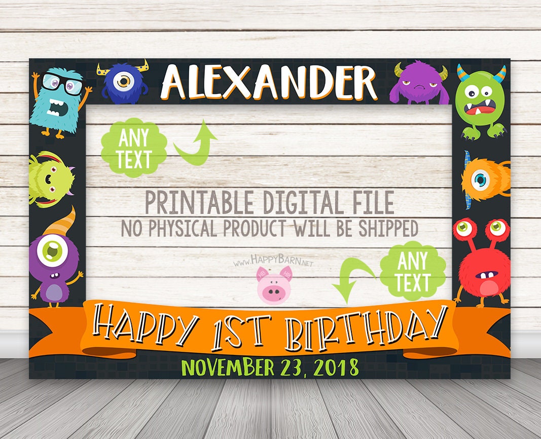 Monstre imprimable Photo Booth cadre, cadre Photobooth Monster, Monster Party, Monster Photo Prop, Monster Selfie cadre, anniversaire monstre