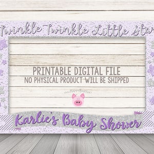 IMPRIMABLE Twinkle Twinkle Little Star stand cadre Photo, cadre rose or paillettes Photobooth, Twinkle Little Star fête danniversaire, bleu, argent image 2