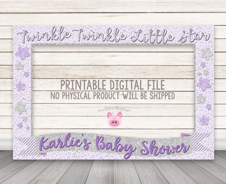 IMPRIMABLE Twinkle Twinkle Little Star stand cadre Photo, cadre rose or paillettes Photobooth, Twinkle Little Star fête danniversaire, bleu, argent image 2