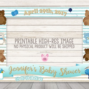 Ragazzo stampabile Baby Shower Photo Booth Frame, orsacchiotto Foto Stand Frame, genere rivelano Photo Booth Frame, orsacchiotti Photobooth telaio Boy