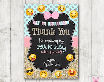 Emoji Thank You Card | Etsy