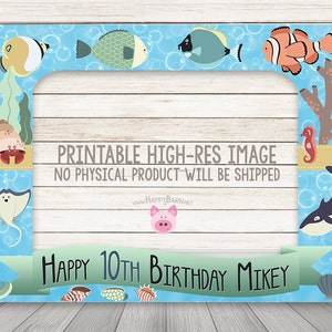 Druckbare Fisch Photo Booth Rahmen 32 &quot;x 42&quot; Fishies Ozean Party stand Prop Fotorahmen Geburtstag Photobooth Foto Prop zugunsten unter dem Meer
