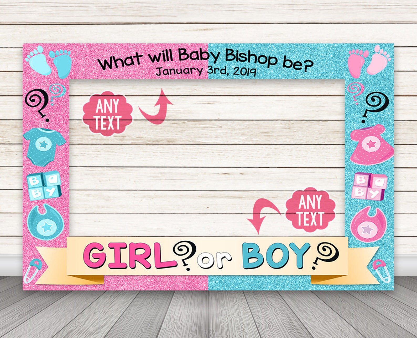 Gender Reveal Photo Booth Frame Printable Baby Shower Photo Etsy UK