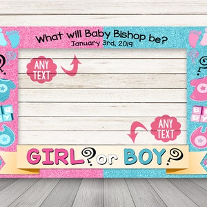 Gender Reveal Photo Booth Frame, Printable Baby Shower Photo Booth Prop, Gender Reveal Party Prop Photo Booth Frame Pink or Blue Boy or Girl