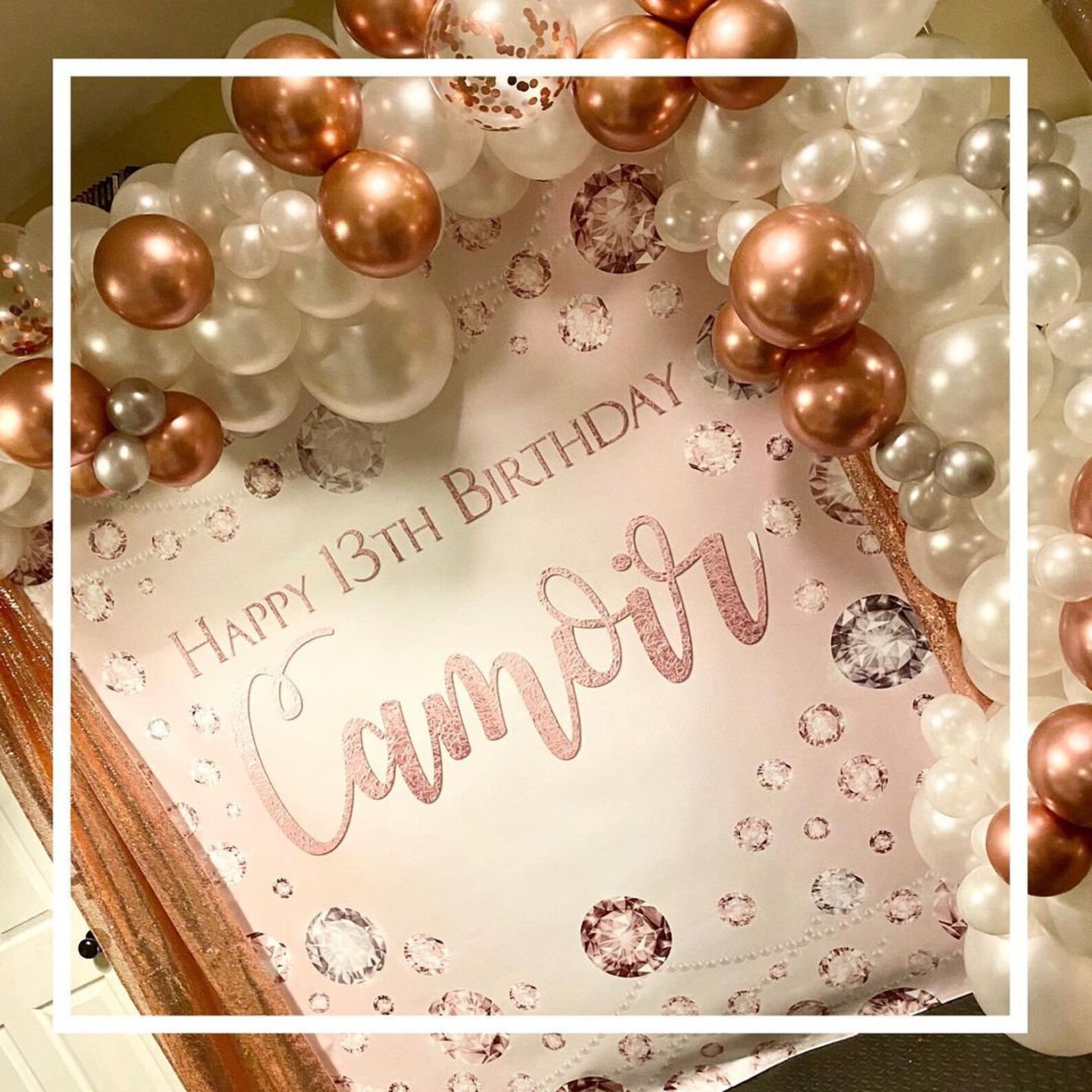 Diamonds and Pearls Backdrop Rose Gold Photo Booth Backdrop Etsy