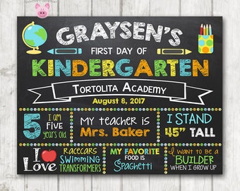 Printable First Day of School Sign, First Day of Preschool Chalkboard Sign, Printable Kindergarten Sign, Boy's Back to School Photo Sign