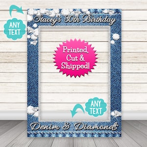 Denim and Diamonds Photo Booth Frame - PRINTED & SHIPPED or DIGITAL - Denim and Diamonds Party PhotoBooth Prop