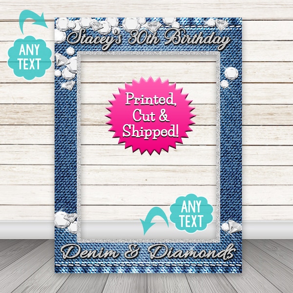 Denim and Diamonds Photo Booth Frame - PRINTED & SHIPPED or DIGITAL - Denim and Diamonds Party PhotoBooth Prop