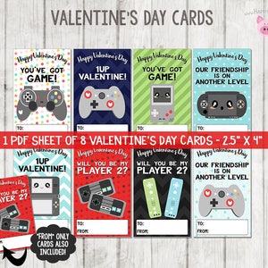 Printable Video Game Valentine's Cards, Video Game Valentines Cards, School Valentines, Gamer Valentines Cards, Printable Valentine's Day image 1