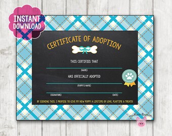 Welpen-Urkunde, Adoptionsurkunde, Welpen-Adoptionsurkunde, Hundeadoption, Hundezertifikat, Hundeadoptionsurkunde, Download, Junge