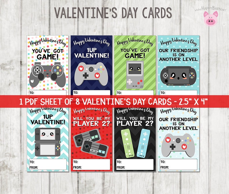 Printable Video Game Valentine's Cards, Video Game Valentines Cards, School Valentines, Gamer Valentines Cards, Printable Valentine's Day image 5