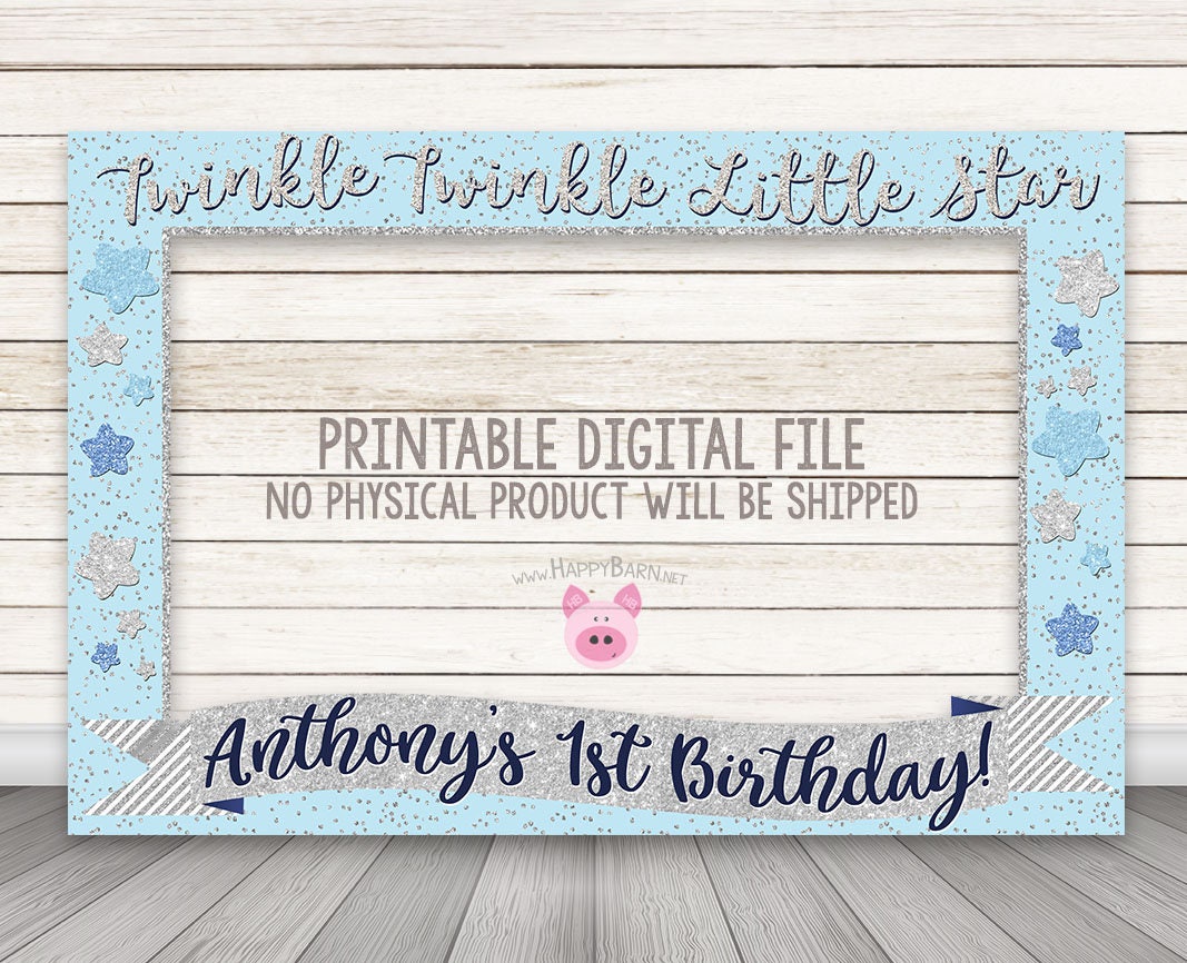 PRINTABLE Twinkle Twinkle Little Star Photo Booth Frame, Pink Gold ...