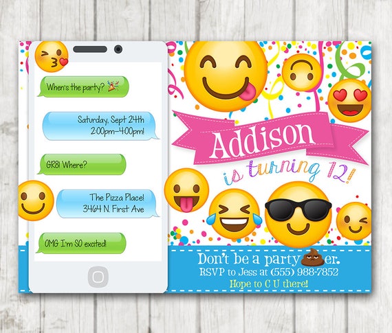 Printable Emoji Birthday Party Invitation Emoji Invitations Etsy