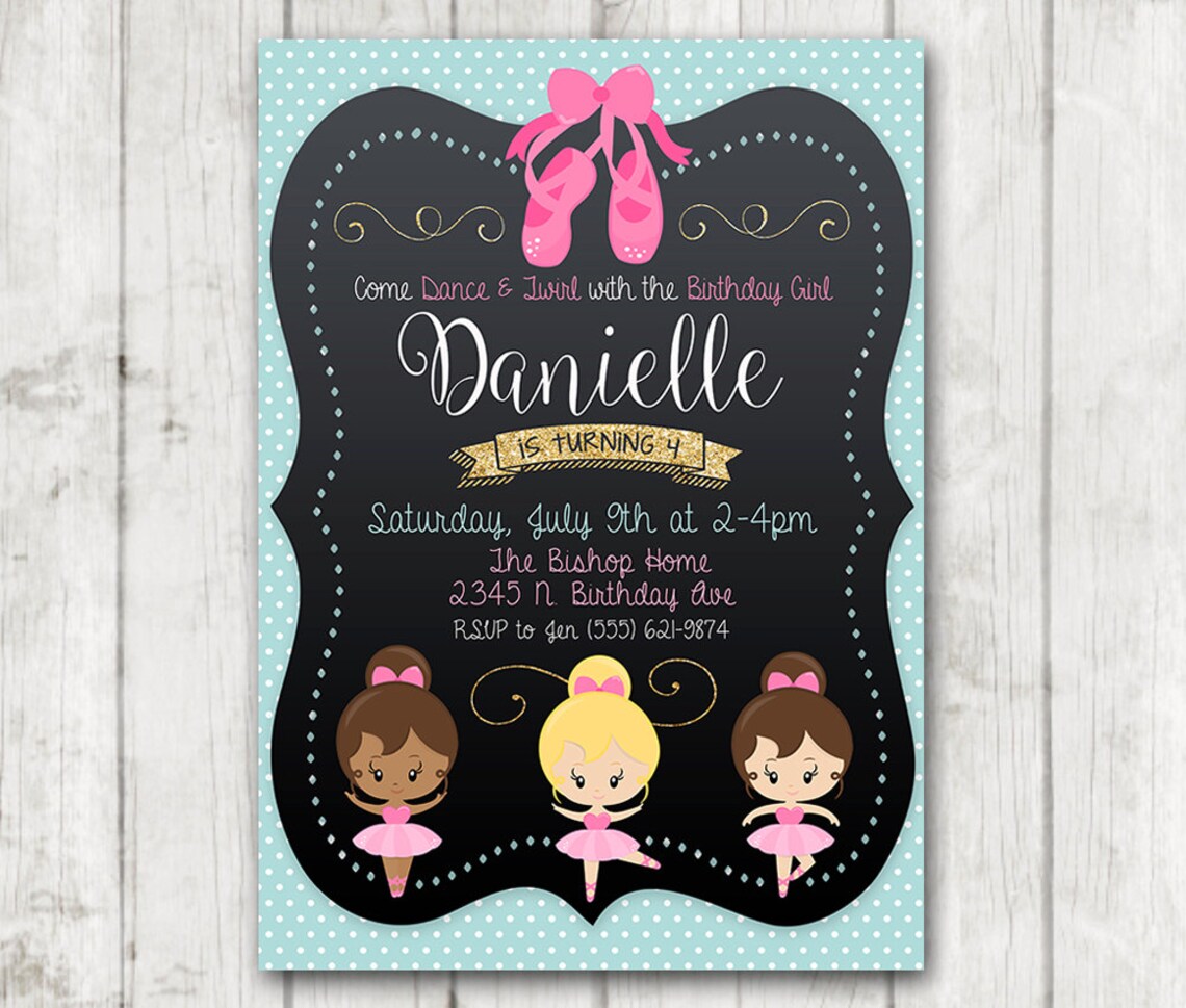 Ballerina Invitation Ballet Printable Invitation Dance &amp; | Etsy