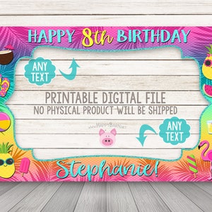 Druckbare Sommer Stand Bilderrahmen, Fotorahmen Stand Geburtstag, Ananas Wassermelone Pool Party Foto Booth Rahmen tropischen PhotoBooth Rahmen