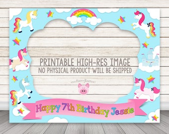 PRINTABLE Rainbow Unicorn birthday party photo booth frame, Unicorn Photo Booth Frame, Rainbow Photo Booth Frame, Unicorn Photobooth Frame