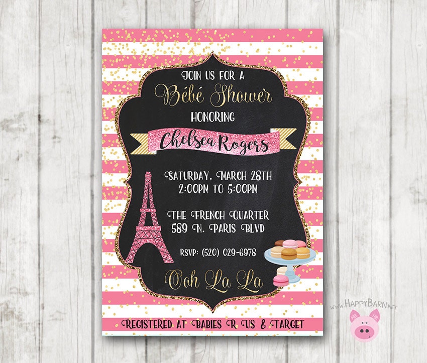 Paris Baby Shower Invitation French Invitation London France Etsy