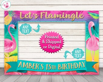 Flamingo Photo Booth Frame, Let's Flamingle Photo Booth Frame Picture Prop, Pineapple Summer Tropical PhotoBooth Frame