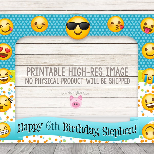 PRINTABLE Boy Emoji birthday party photo booth frame, Boy Emoji Party photo booth prop, Emoji Photo Prop, Birthday Photobooth props, Blue