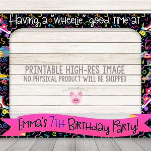 PRINTABLE 80&#39;s Roller Skate Photo Booth Frame, 80s Rollerskate Birthday Photobooth Frame, Rollerskating Party, Skating 80s Neon Glow Party