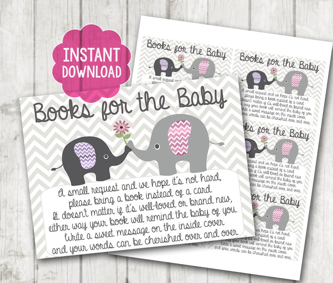 Instant Download Printable Girl Elephant Baby Shower Bring a - Etsy