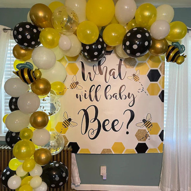 Bee Photo Backdrop, Bee Backdrop, Bee Party, Bee Baby Shower, Honeycomb Bee Gender Reveal Backdrop, What Will Baby Bee Bild 6