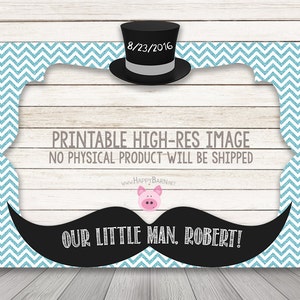 PRINTABLE Little Man photo booth frame, Baby Shower Photo Booth Prop, Boy Mustache Hat