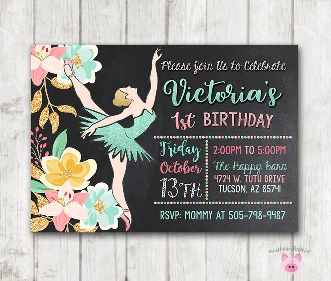 Printable Ballerina Invitation, Ballerina Birthday Invitations, Ballet