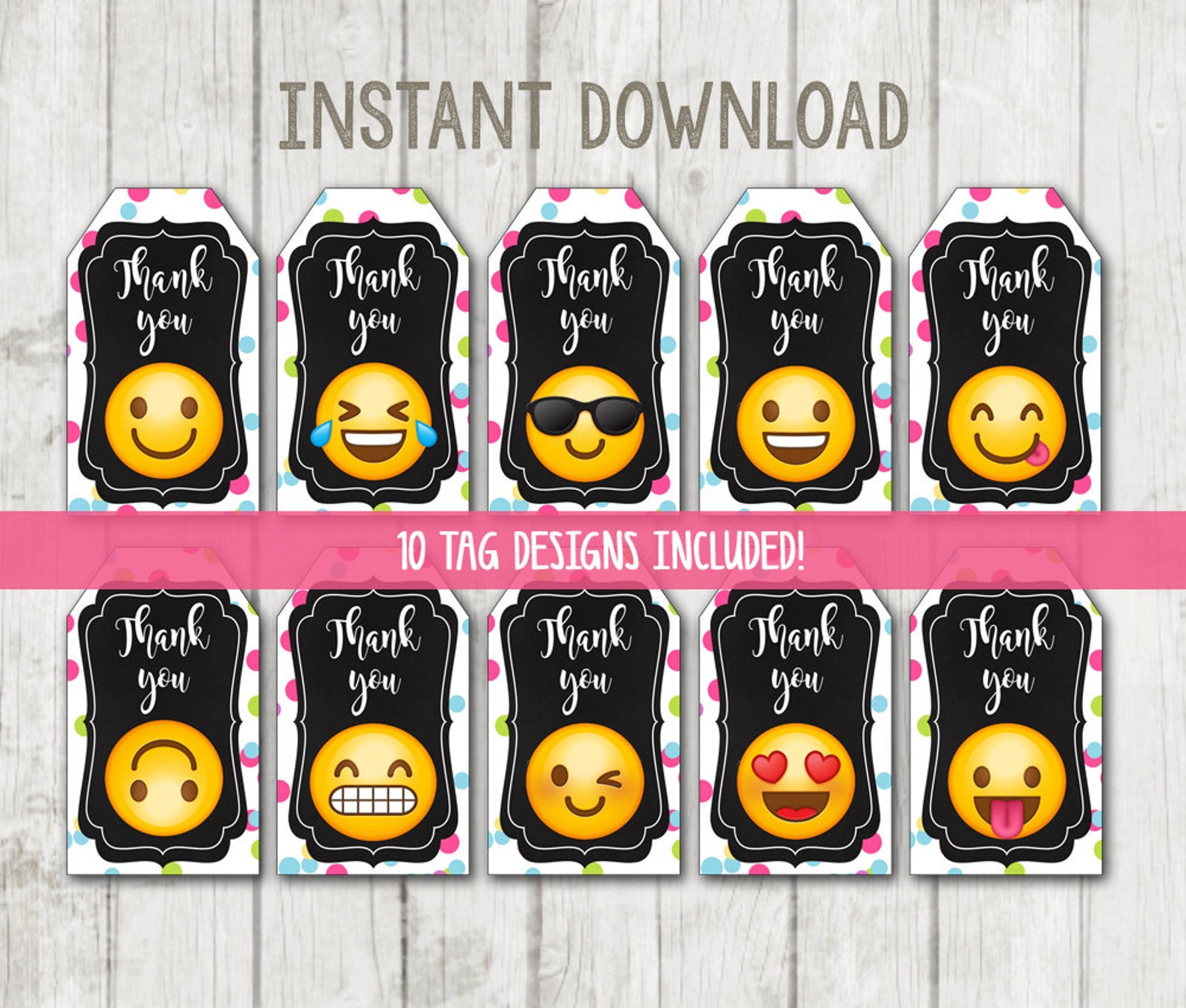 Afdrukbare Emoji Bedankt Tags Emoji Tags Emoji cadeau tags Etsy Nederland